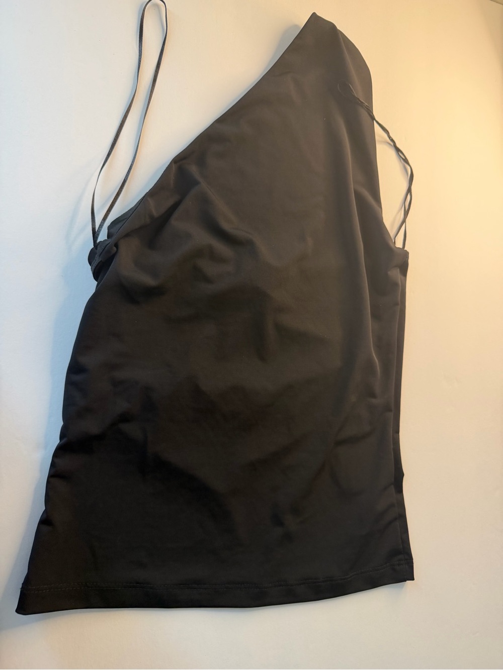H&M Black Asymmetric One-Shoulder Camisole with Spaghetti Strap
